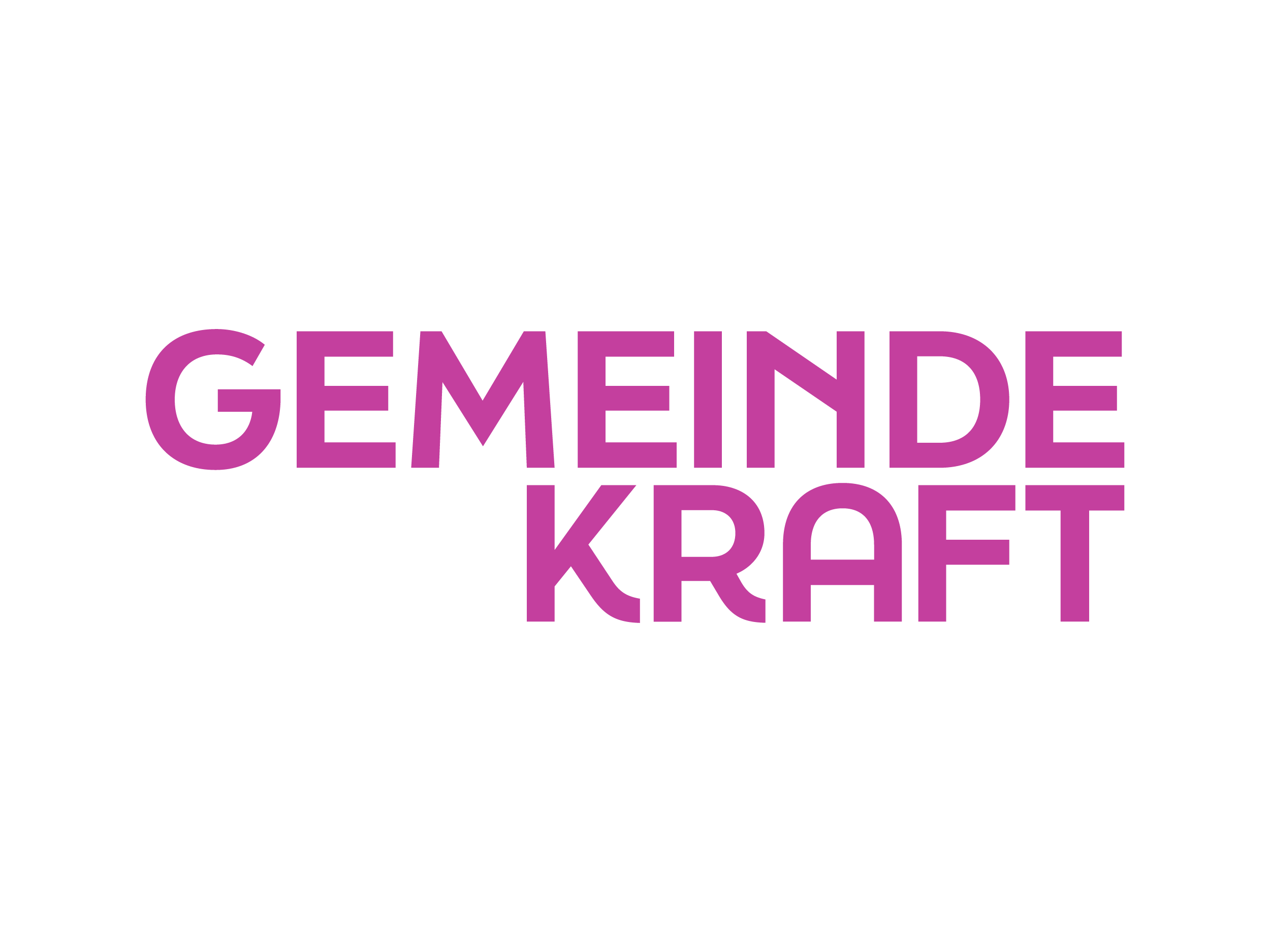 Die Wortmarke GEMEINDEKRAFT, klar, modern und vertrauensstiftend.
